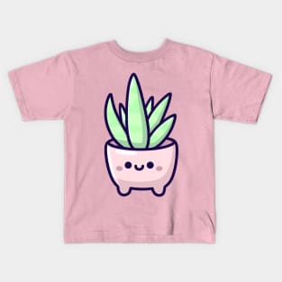 Cute Kawaii Cactus in a Pot with a Smiley | Kawaii Illustration | Kawaii Cute Plant Kids T-Shirt